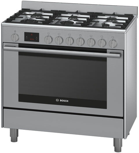 Bosch Series 6 90cm dual fuel freestanding oven - Stainless Steel, 112L, 6 gas burners - HSB738357A