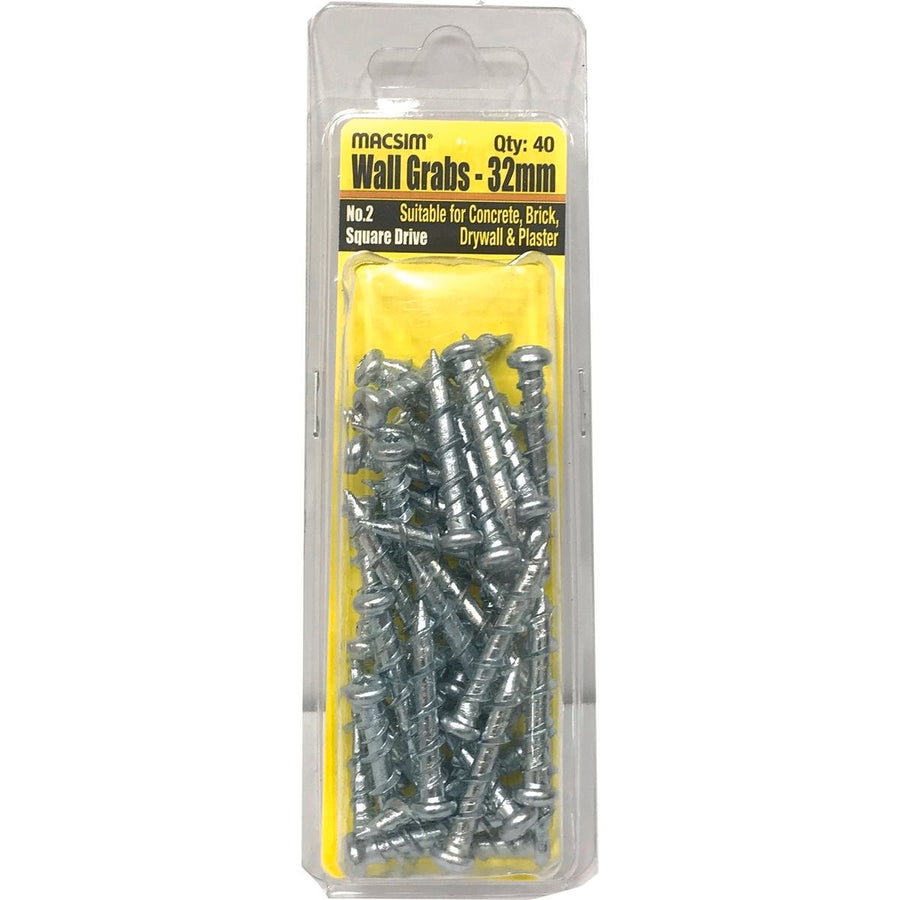 Macsim Wall Grab Anchor - 32mm - Zinc Plated Steel - 40 Pack - Light Duty - SuperSaverAU - view 1