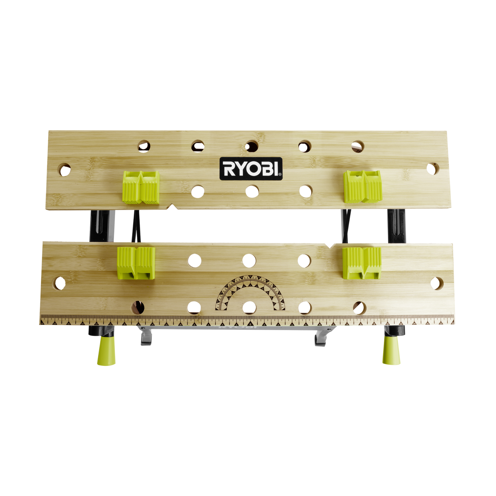 Ryobi RWB001 Foldable Workbench with Adjustable Angle, Bamboo Work Surface, Portable