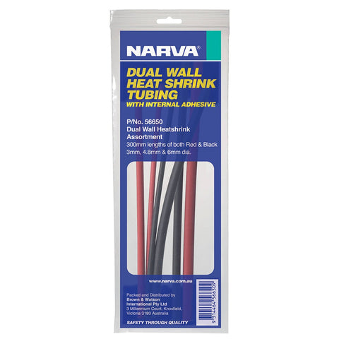 Narva Heatshrink Tubing - 6 Pack - 300mm Length - 3-6mm Diameter - Red Black - Weather Resistant - SuperSaverAU - view 1