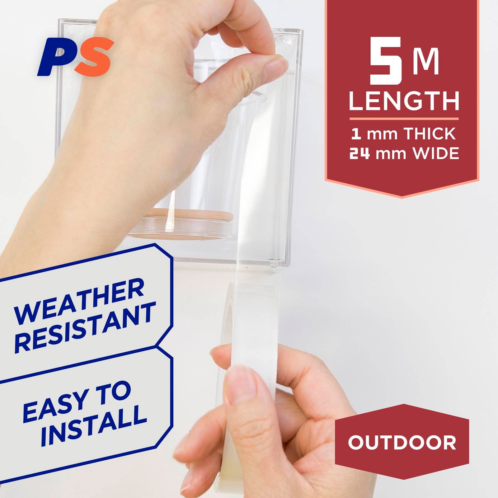 Permastik 24mm x 5m Clear Outdoor Mounting Tape Acrylic High Bond