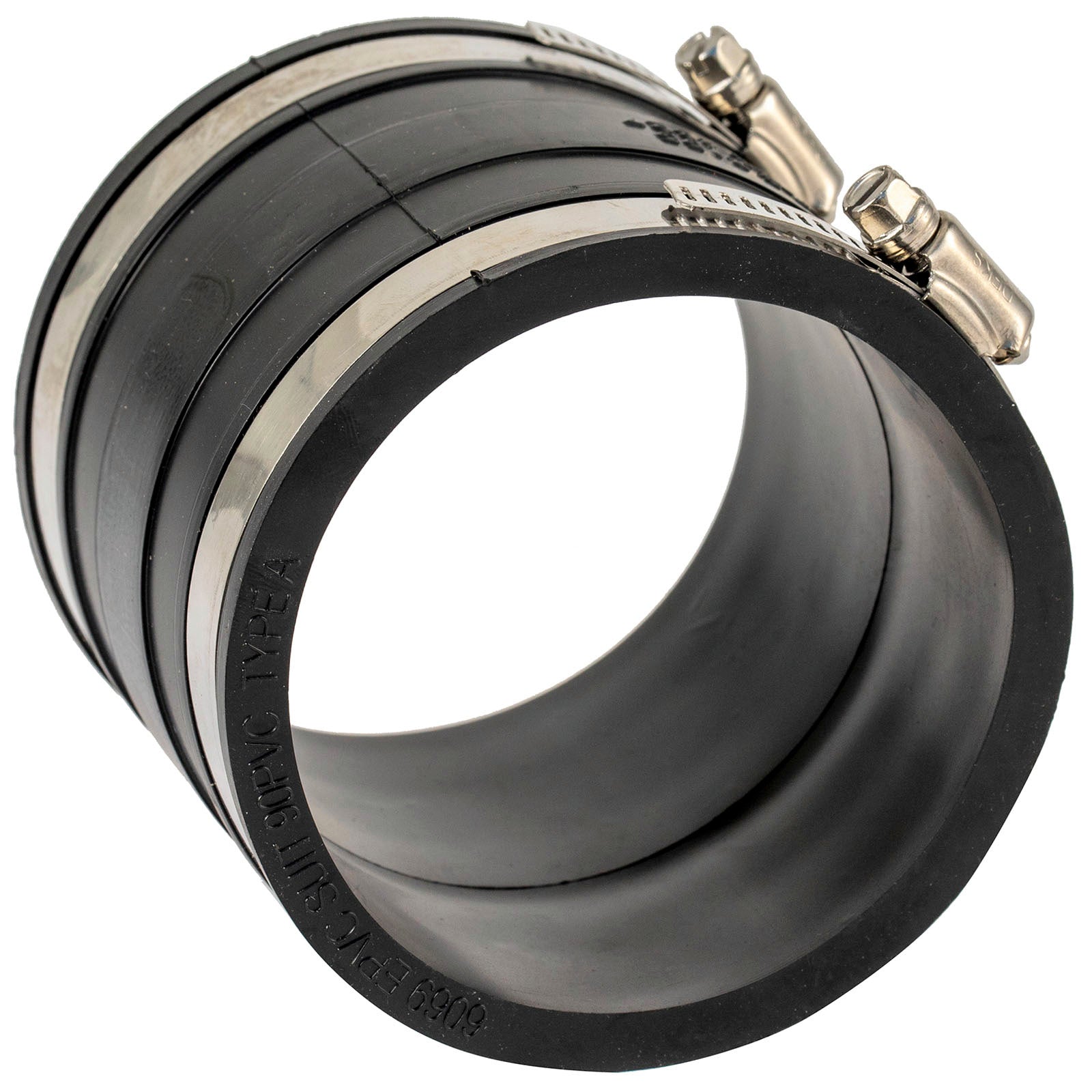 Deks 90mm PVC Stormwater Coupling - EPDM & Stainless Steel, Black