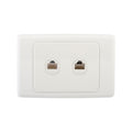 DETA Cat 6 Double Ethernet RJ45 Outlet - White Polycarbonate 2 Port Wall Plate