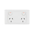 DETA 10A Wide Spaced Double Power Point 250V White Polycarbonate 6212B