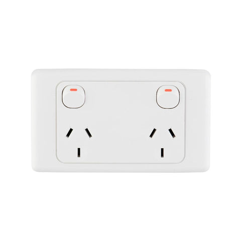 Deta Wide Spaced Double Power Point 10A Polycarbonate Easy Placement - SuperSaverAU - view 1