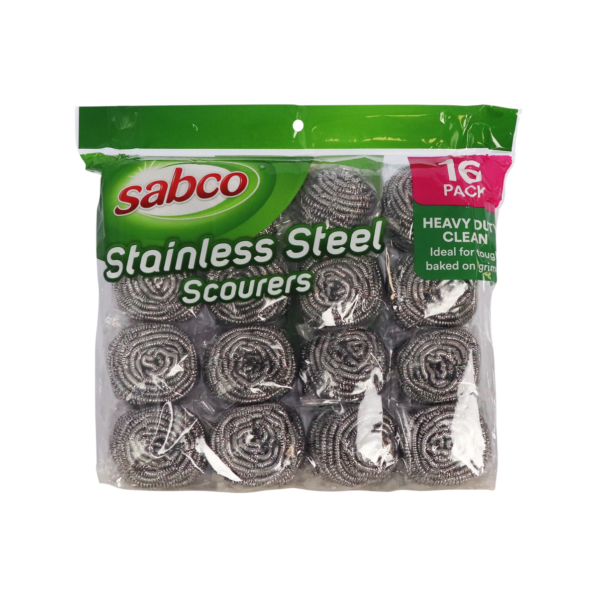 Sabco Stainless Steel Scourers 16 Pack - Heavy-Duty Cleaning - 310mm x 280mm x 60mm - SuperSaverAU - view 1