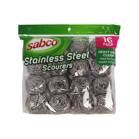 Sabco Stainless Steel Scourers 16 Pack - Heavy-Duty Cleaning - 310mm x 280mm x 60mm - SuperSaverAU - view 1