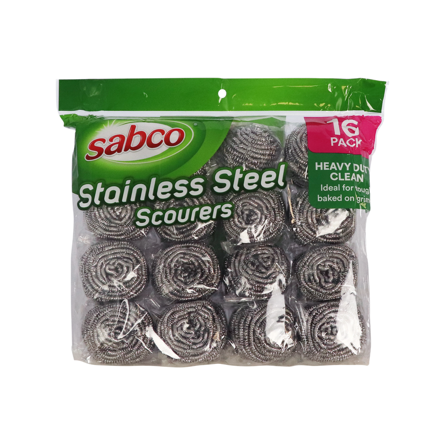 Sabco Stainless Steel Scourers 16 Pack - Heavy-Duty Cleaning - 310mm x 280mm x 60mm - SuperSaverAU - view 1