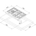 Brohn 75cm Stainless Steel Gas Cooktop - Made in Italy, 21.6MJ/h Wok Burner, Five Burners - BRGC756IT