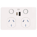 Deta Grid Smart Double Power Point - USB A+C PD 20W Fast Charging - White - 50mm x 74mm x 115mm - SuperSaverAU - view 1
