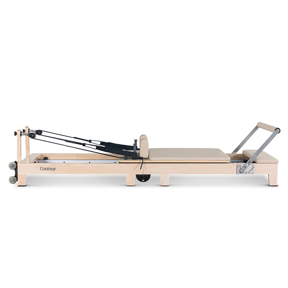 Lifespan Fitness Contour 2 folding wood Pilates reformer set - wooden frame - beige accents - LFRF-CONTFLD2B