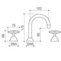 Caroma Chrome Elegance II Basin Set - Lead Free Brass - 3 Hole - 55mm x 175mm x 120mm - SuperSaverAU - view 2