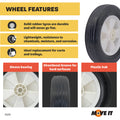 Move It 200mm Black Rubber Tyre With White Plastic Centre 70kg