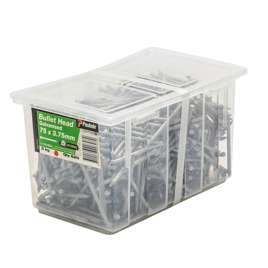 Paslode Galvanised Bullet Head Nails 75mm 3.75mm 5kg Durable - SuperSaverAU - view 1