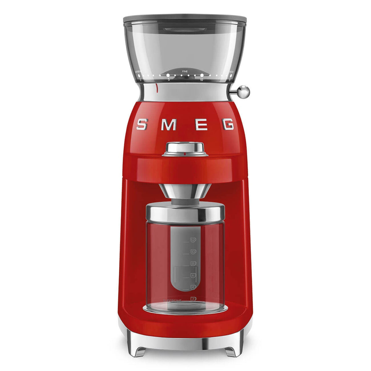 Smeg 50's retro style coffee grinder - red - 240g bean hopper - 50 grinding steps - CGF03RDAU