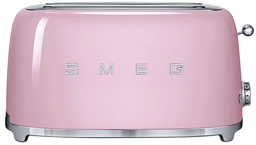 Smeg 50s Retro Style 4 Slice Toaster - Pink, Six Browning Levels, Illuminated Buttons - TSF02PKAU