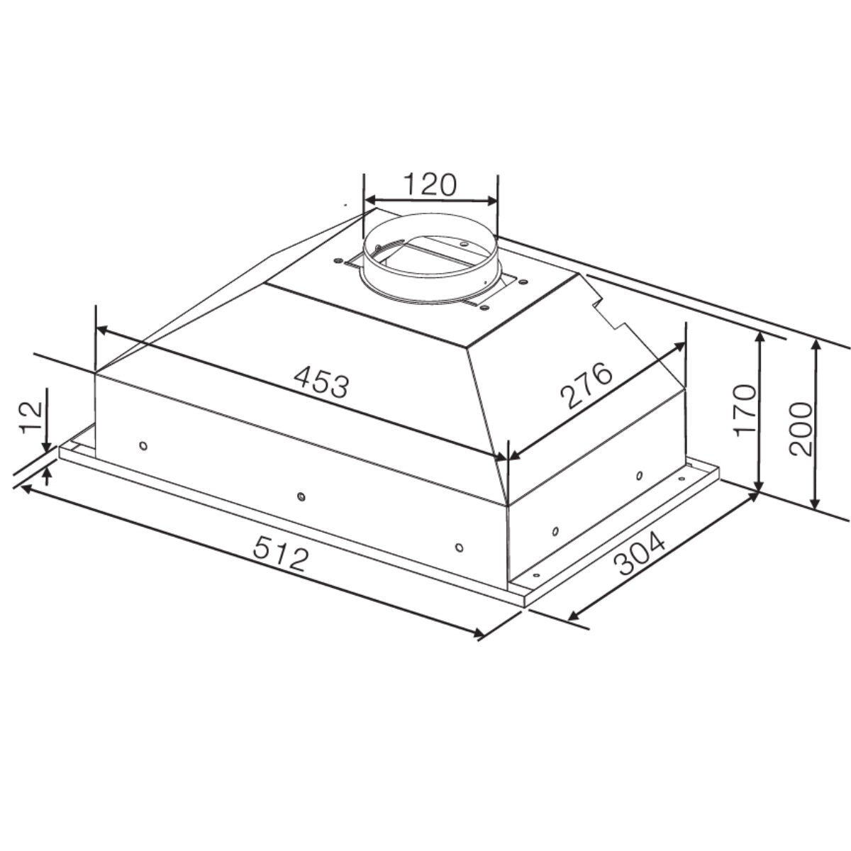 Westinghouse 51cm Undermount Rangehood - Stainless Steel, 2 Fan Speeds, LED Lighting - WRI500SB
