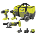 Ryobi 18V ONE+ 4-Piece Kit R18X4C1422B - Drill Driver, Impact Driver, Grinder, Saw - 585mm x 295mm x 225mm - SuperSaverAU - view 1