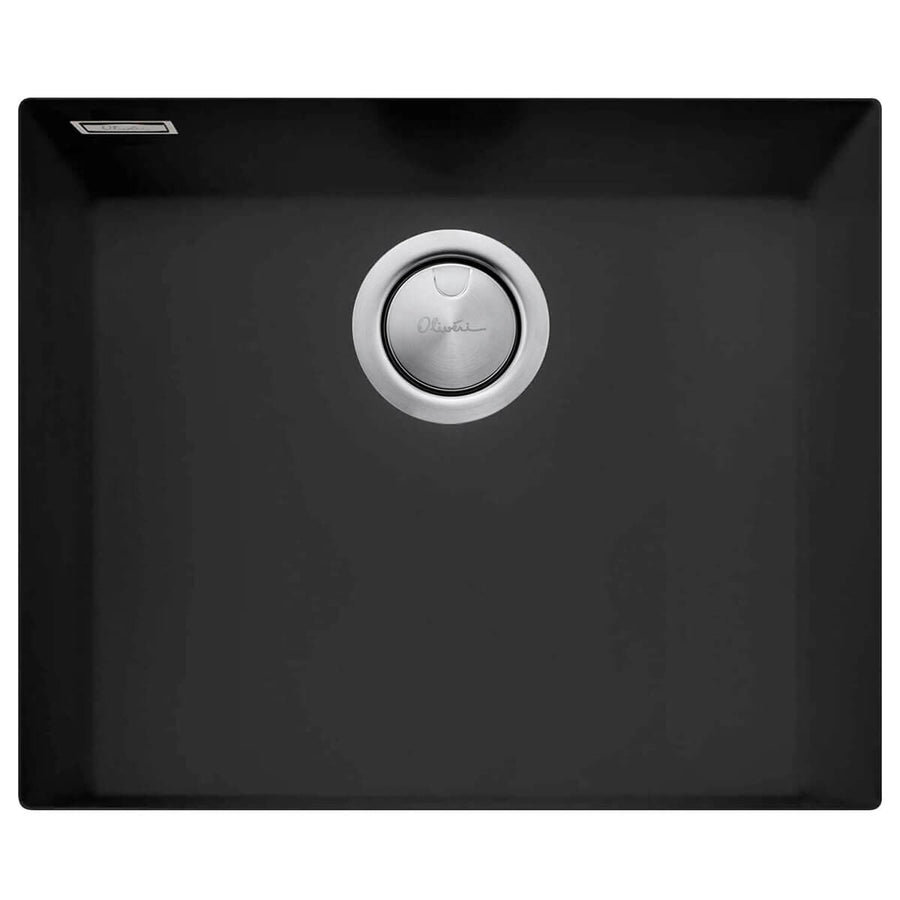 Oliveri undermount sink - 39L large single bowl, black granite and quartz, overflow - ST-MB1550U-OF