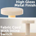 Mercator Clara 6W E14 Cream Table Lamp Inline Switch 1.8m Cord LMTBL439CR