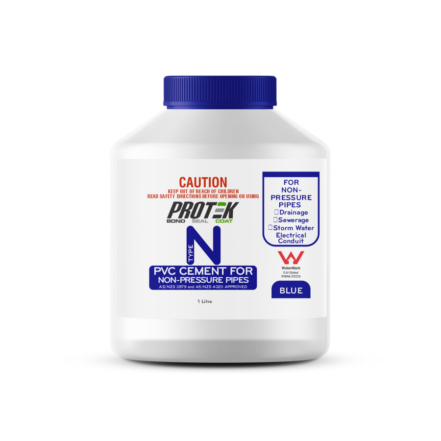 Protek 1L Type N Blue Solvent Cement for Non-Pressure PVC Pipes