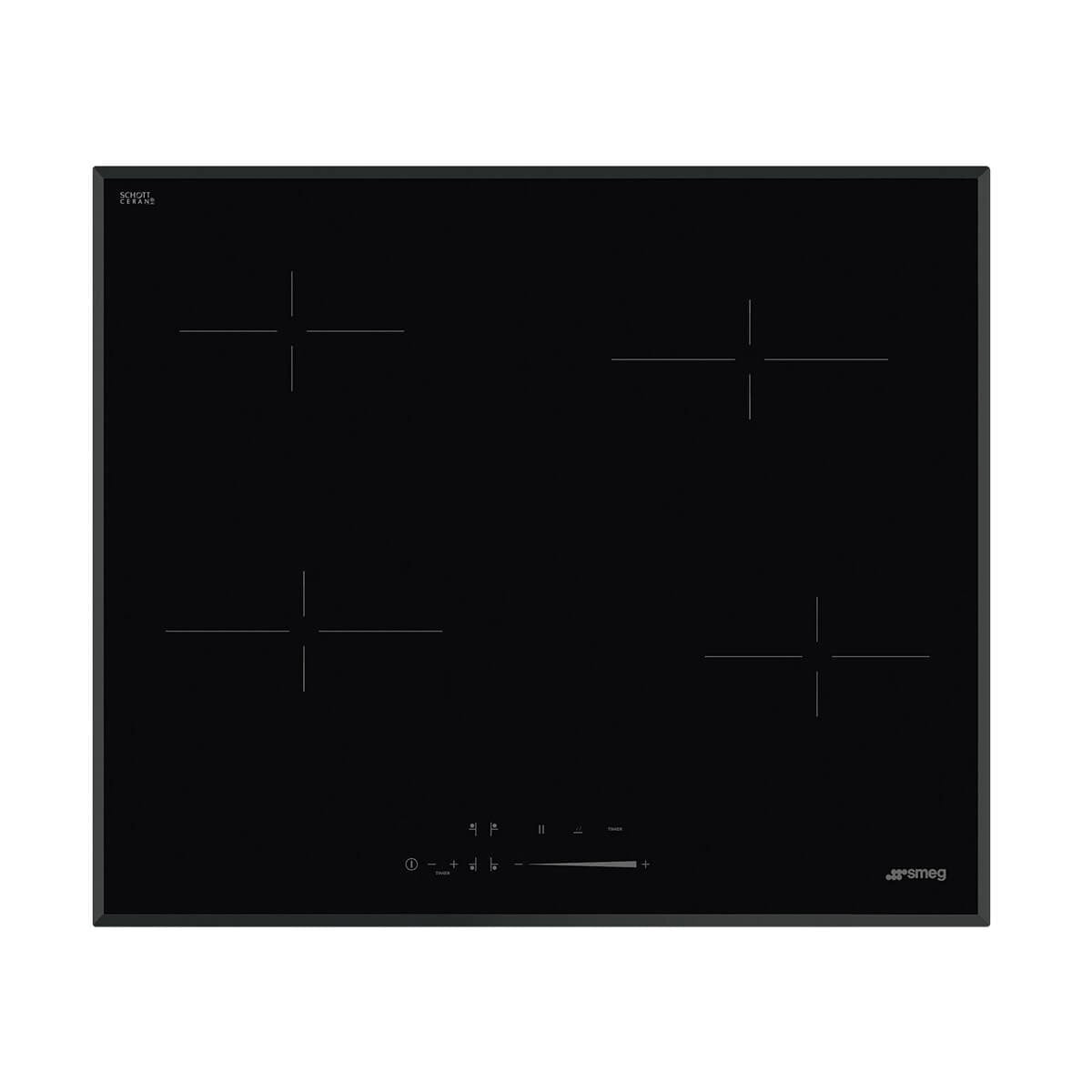 Smeg 60cm Universale Aesthetic Ceramic Cooktop - Black, Touch Slider Controls, Boost, Low Profile - SE464TB