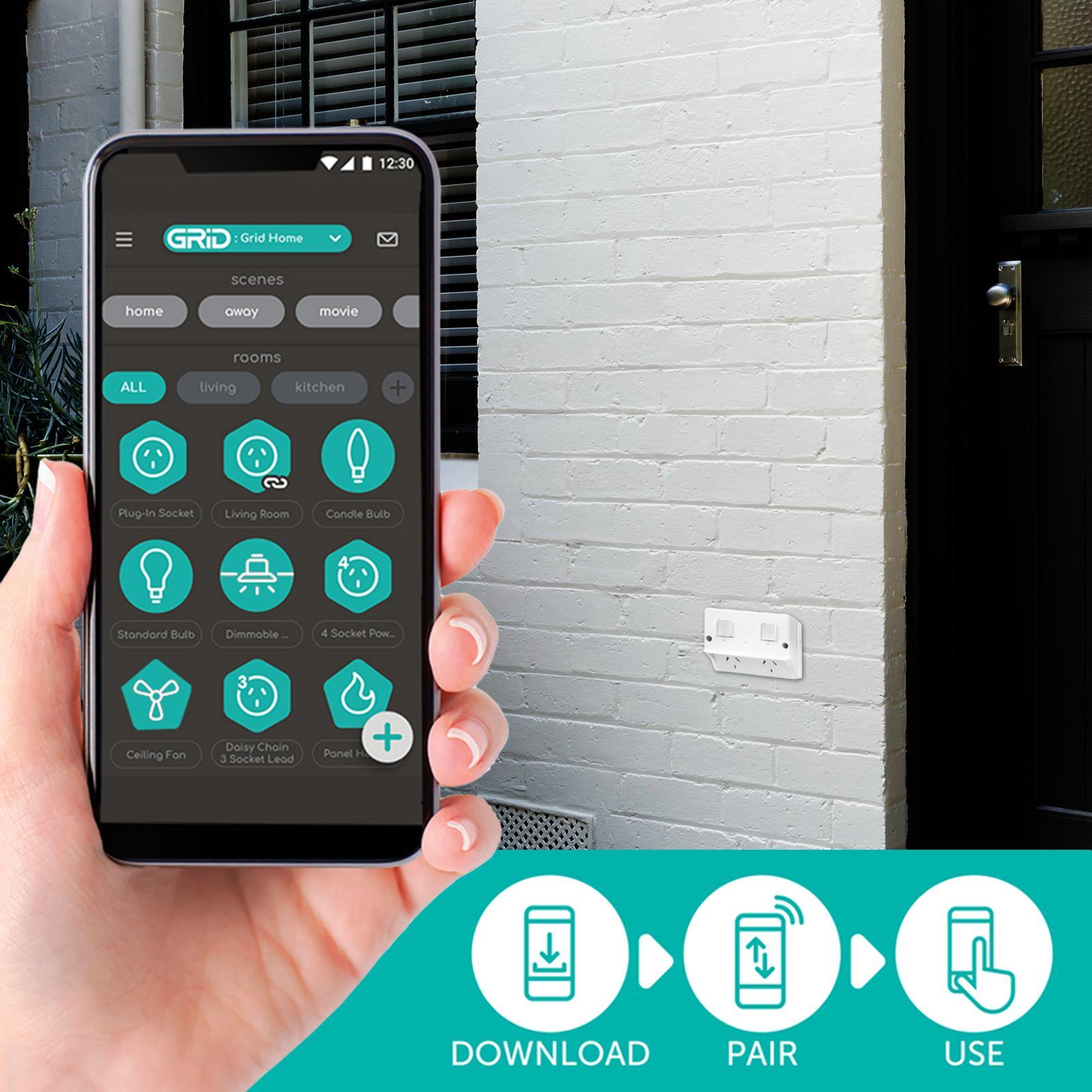 DETA Grid Connect Smart Outdoor Double Powerpoint 10A IP54 (6294HA)