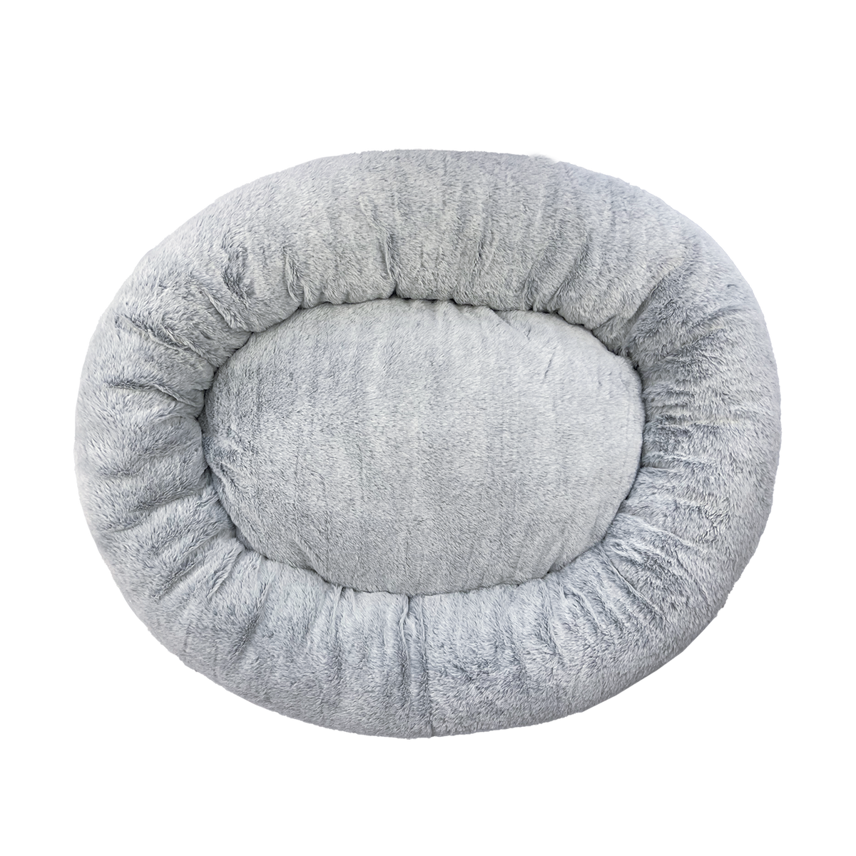 Art Bob Plush Donut Bed - 680 x 800mm - Grey - Two-Tone Faux Fur - Medium Pets - SuperSaverAU - view 4