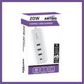 Antsig 20W Compact USB Charger - 4 Ports - 0.9m AC Cable - Portable Charging - SuperSaverAU - view 3