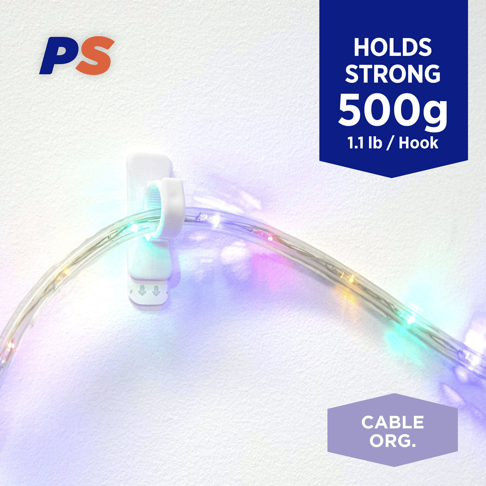 Permastik Large White Cable Clips - 5 Pack, Self-Adhesive