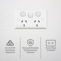 Deta White Solid Plate Double Power Point 250V 10A Extra Switch - SuperSaverAU - view 2