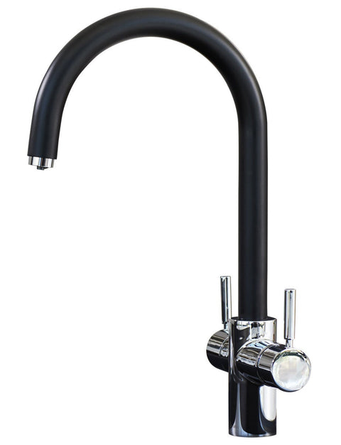 InSinkErator Multitap 3N1 J-shape steaming hot water tap - black and chrome, 2.5L NeoTank - 3003JB