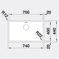 Blanco single bowl undermount sink - 18/10 surgical grade stainless steel, made in Germany - ANDANO700UK5