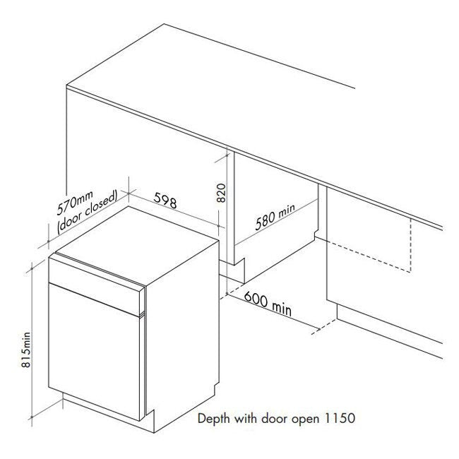 Artusi 60cm Semi-Integrated Stainless Steel Dishwasher - 12 Place Settings, Child Lock - ADWSI601X