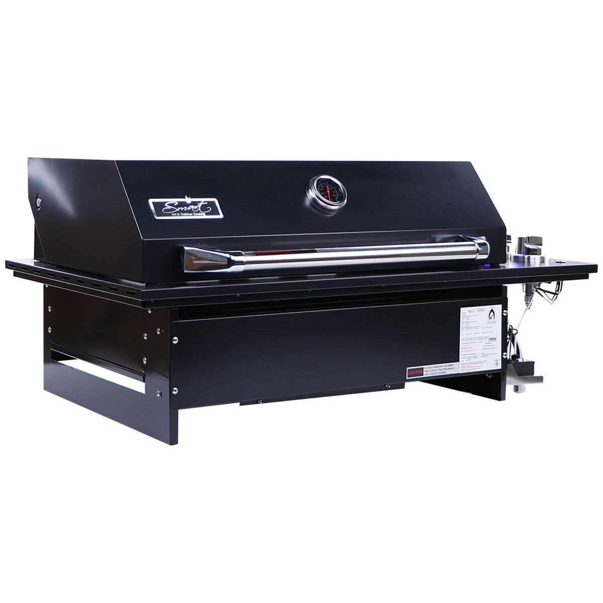 Smart Four Burner Drop-In LPG BBQ - Black, 304 Stainless Steel, Cast Iron Plates, LED Knobs - 4000DGSLBLK