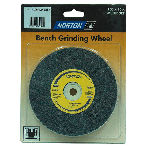 Norton 150 x 25mm Multi-Bore Fine Bench Grinding Wheel - Aluminium Oxide Grey
