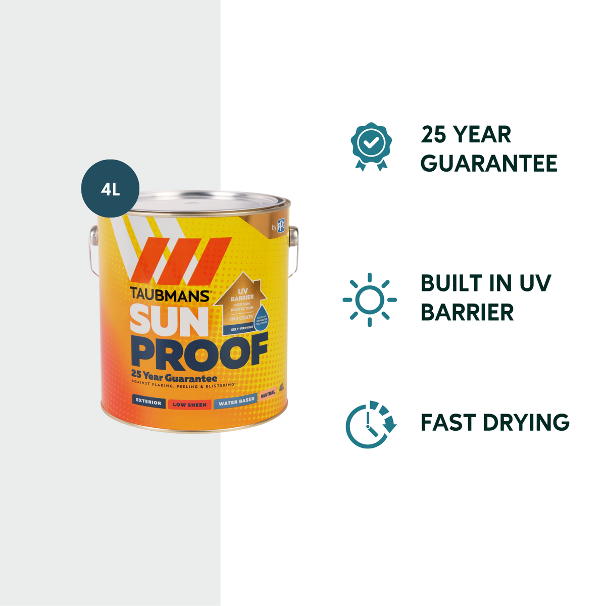 Taubmans 4L Neutral Low Sheen Exterior Paint - UV Protection - Fast Drying - SuperSaverAU - view 2