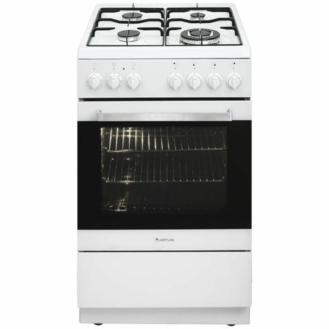 Artusi 54cm Natural Gas Freestanding Oven - 60L, Wok Burner, Electric Grill, Storage Drawer - AFGG54W