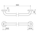 Caroma 600mm Chrome Grab Rail - Stainless Steel - Support & Balance - SuperSaverAU - view 2