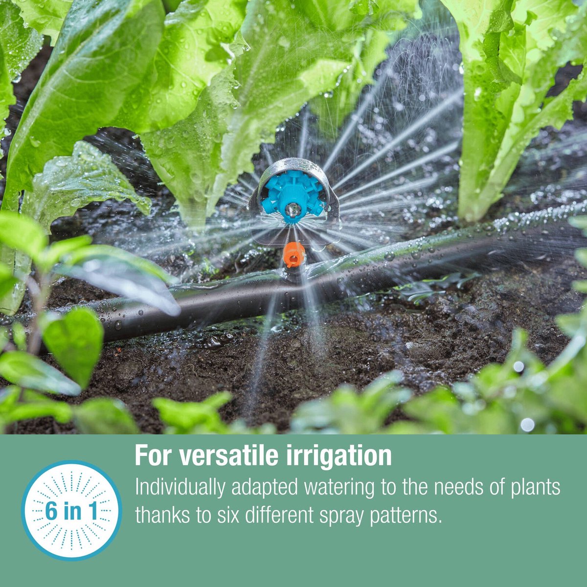 Gardena Micro Irrigation Spray Nozzle - 6 in 1 - 2 Pack - Adjustable 90°-360° - Black/Turquoise - SuperSaverAU - view 3