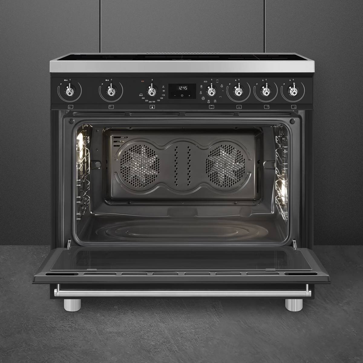 Smeg 90cm Freestanding Induction Oven - Matte Black, 5 Cooking Zones, Ever Clean Enamel - C9IMMB2
