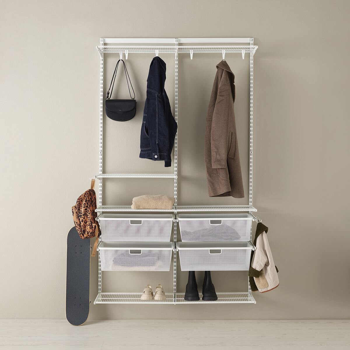 Elfa Core 1253mm Wardrobe Pack - White E-Poxy Bonded Steel - Made in Sweden - 11992
