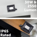 Arlec 30W LED Security Floodlight Black Aluminium Outdoor FL353