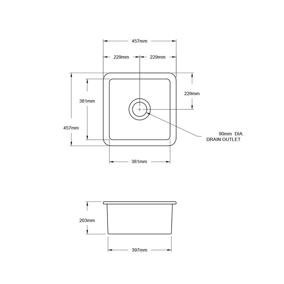Turner Hastings Cuisine Inset-Undermount Fine Fireclay Sink - Gloss White, 28L, Basket Waste - CU46FS