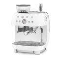 Smeg 50s Style Espresso Machine with Built-in Grinder - 20 Bar, Dual Thermoblock, White - EGF03WHAU