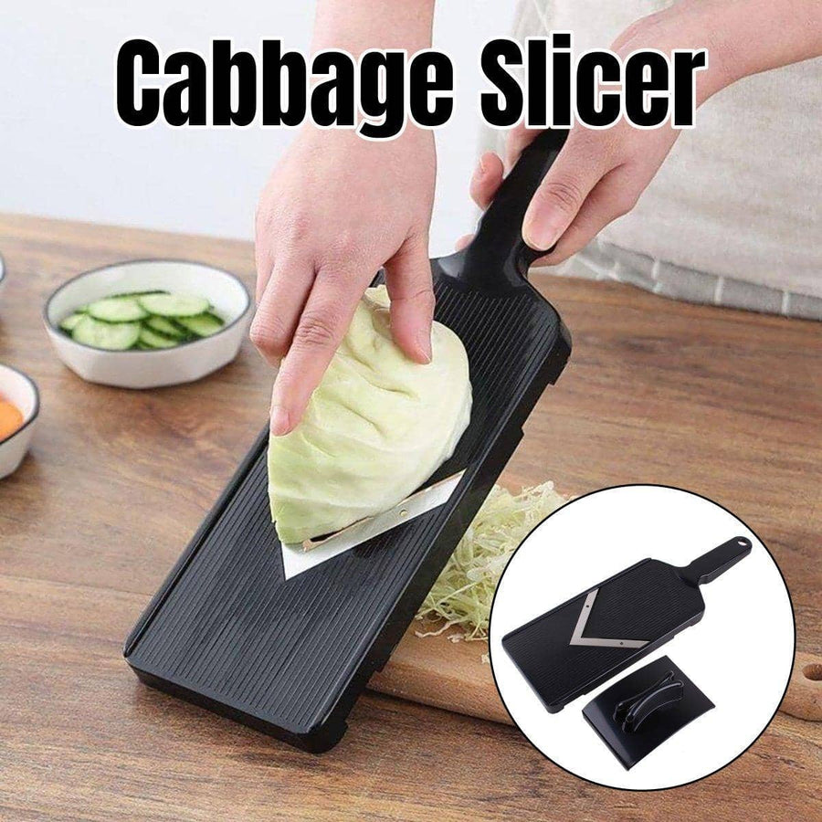 Cabbage and Vegetable Slicer with Stainless Steel Blade for Salads and Radish, Black