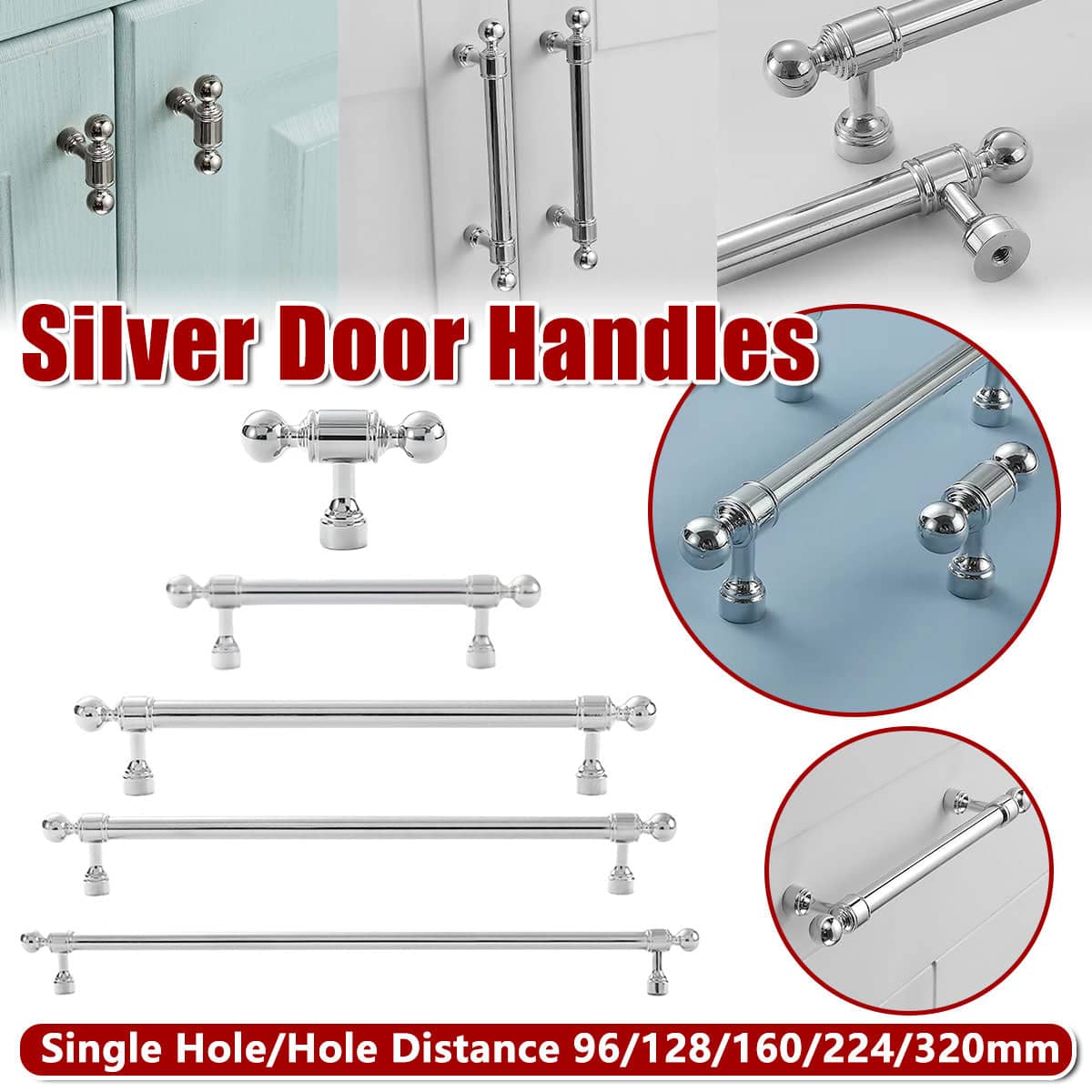 Cabinet Pull Handle in Polished Silver - 160 mm Hole Spacing - view 2