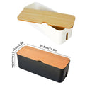 Cable Organiser Box for Power Strips and Sockets, Wood Look Lid - White - view 4