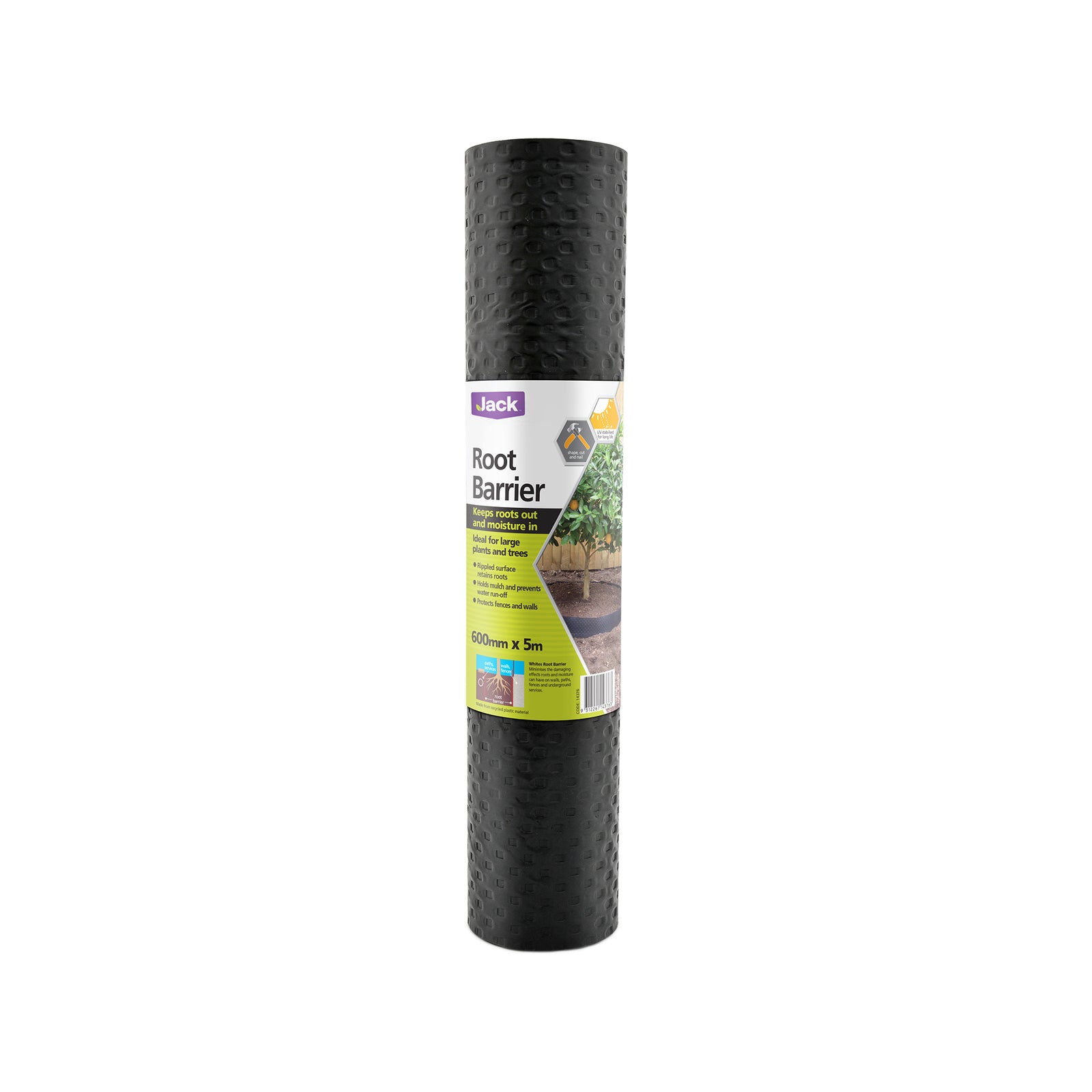 Jack Garden Root Barrier 600mm x 5m Black Recycled Plastic