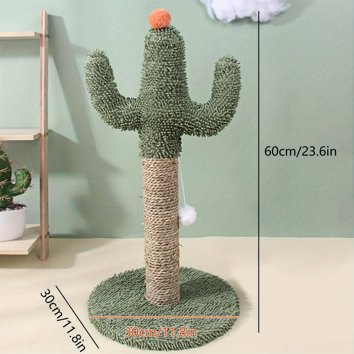 Cactus Cat Scratching Post Climbing Frame with Hanging Ball Toy for Cats and Kittens - view 3